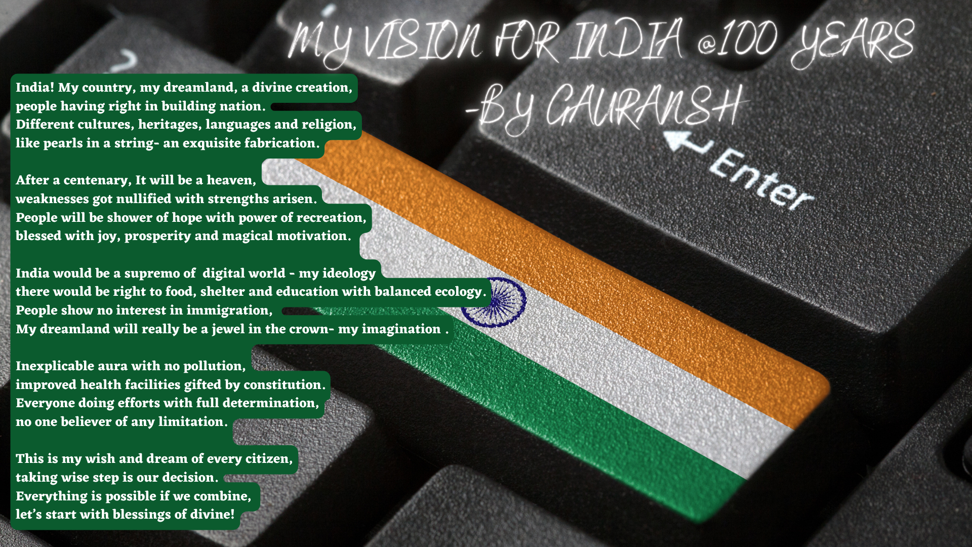 My vision for India and Ancient Games Poems